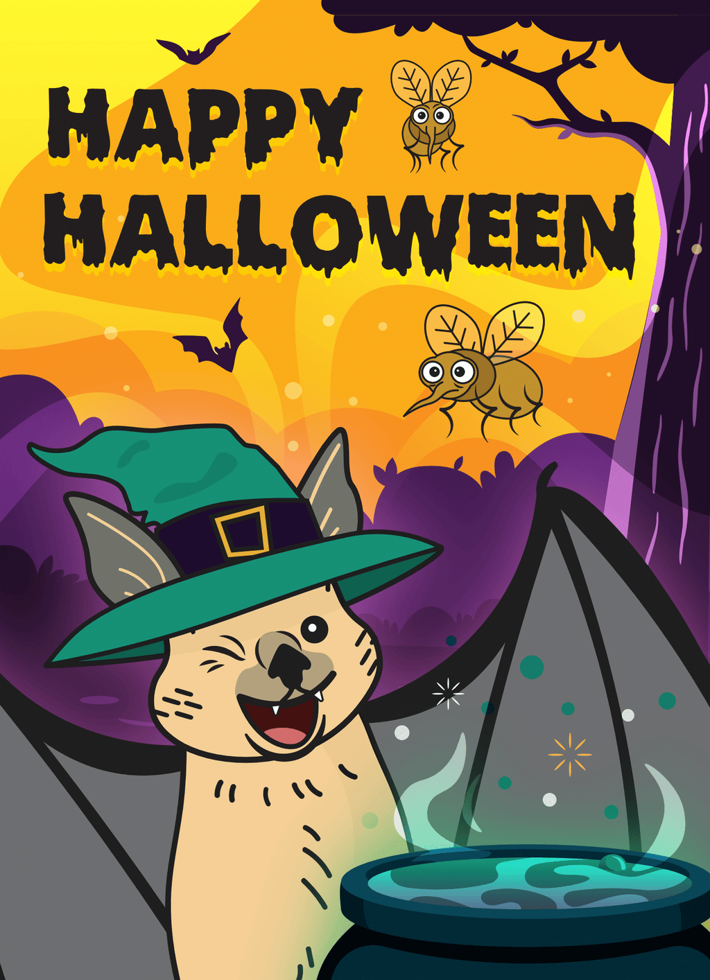 Halloween Greeting Card - BatBnB